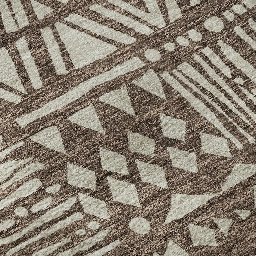 Brown And Beige Southwestern Washable Area Rug With UV Protection Photo 9