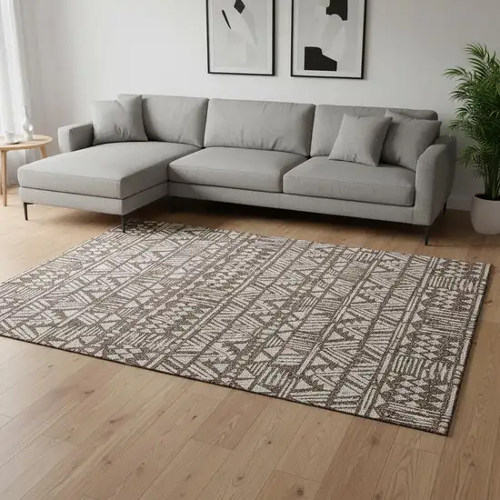 Brown And Beige Southwestern Washable Area Rug With UV Protection Photo 2