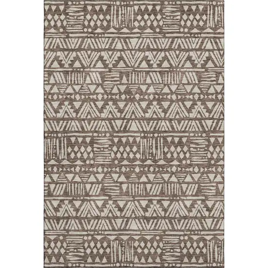 Brown And Beige Southwestern Washable Area Rug With UV Protection Photo 1