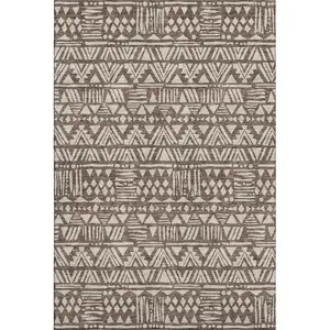 Photo of Brown And Beige Southwestern Washable Area Rug With UV Protection