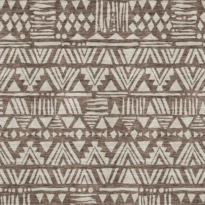 Brown And Beige Southwestern Washable Area Rug With UV Protection Photo 3