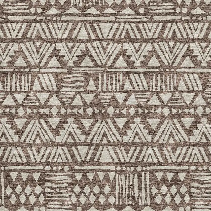 Brown And Beige Southwestern Washable Area Rug With UV Protection Photo 3