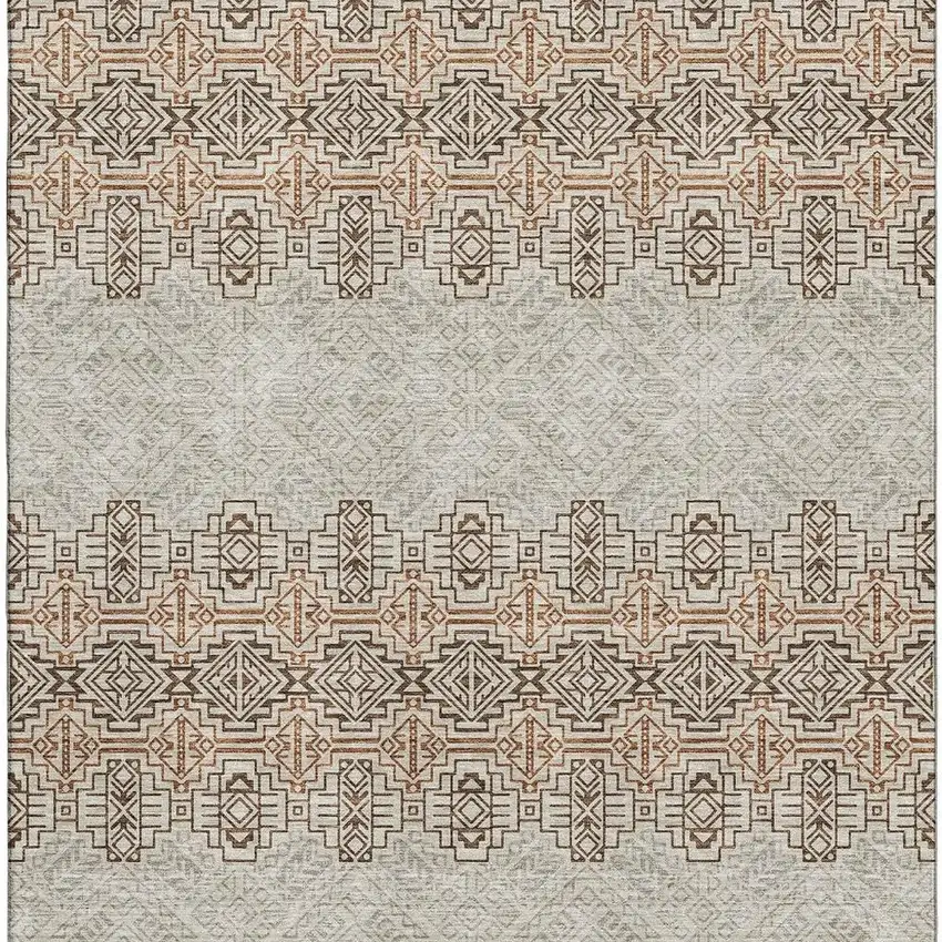 Brown And Beige Southwestern Washable Area Rug With UV Protection Photo 3