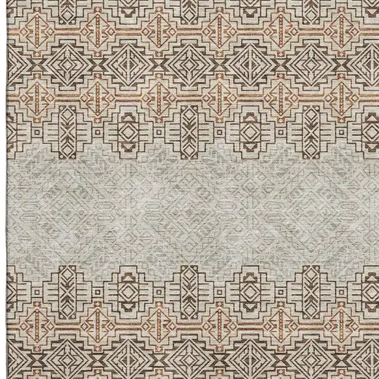 Brown And Beige Southwestern Washable Area Rug With UV Protection Photo 2