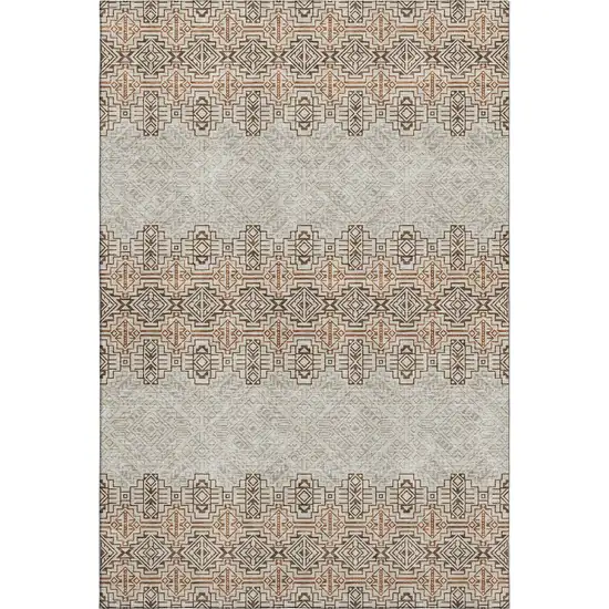 Brown And Beige Southwestern Washable Area Rug With UV Protection Photo 1