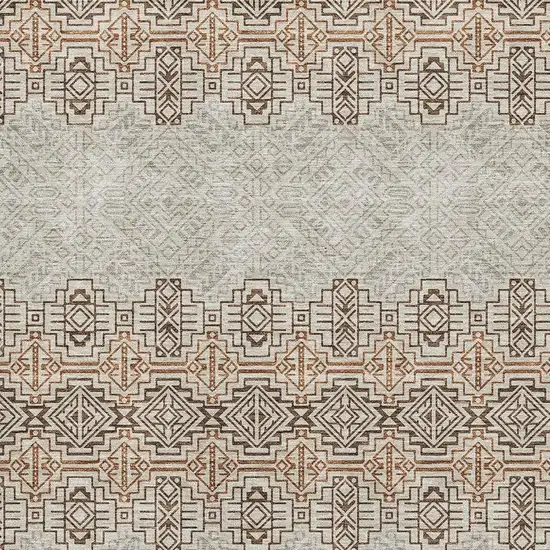 Brown And Beige Southwestern Washable Area Rug With UV Protection Photo 2