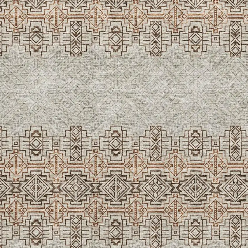 Brown And Beige Southwestern Washable Area Rug With UV Protection Photo 2
