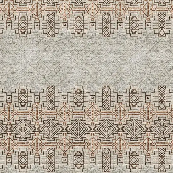 Brown And Beige Southwestern Washable Area Rug With UV Protection Photo 2