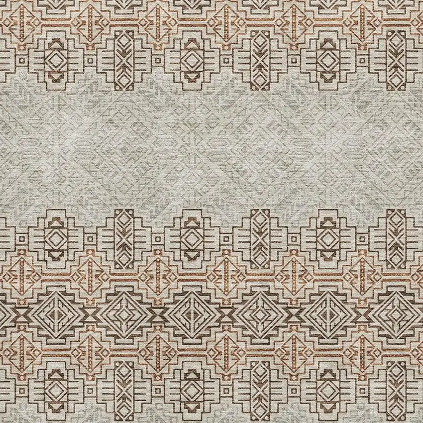 Brown And Beige Southwestern Washable Area Rug With UV Protection Photo 2