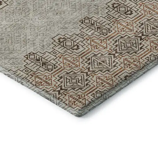 Brown And Beige Southwestern Washable Area Rug With UV Protection Photo 7