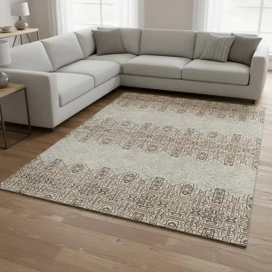 Brown And Beige Southwestern Washable Area Rug With UV Protection Photo 2