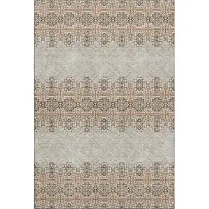 Photo of Brown And Beige Southwestern Washable Area Rug With UV Protection