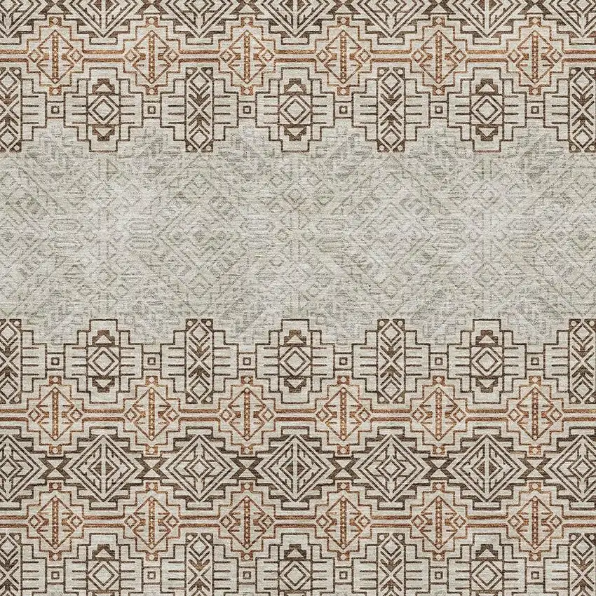 Brown And Beige Southwestern Washable Area Rug With UV Protection Photo 2