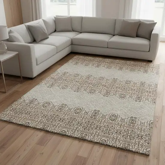 Brown And Beige Southwestern Washable Area Rug With UV Protection Photo 2