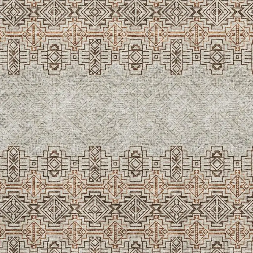 Brown And Beige Southwestern Washable Area Rug With UV Protection Photo 2
