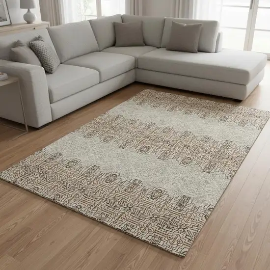 Brown And Beige Southwestern Washable Area Rug With UV Protection Photo 2