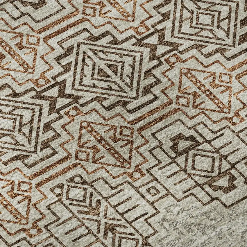Brown And Beige Southwestern Washable Area Rug With UV Protection Photo 9