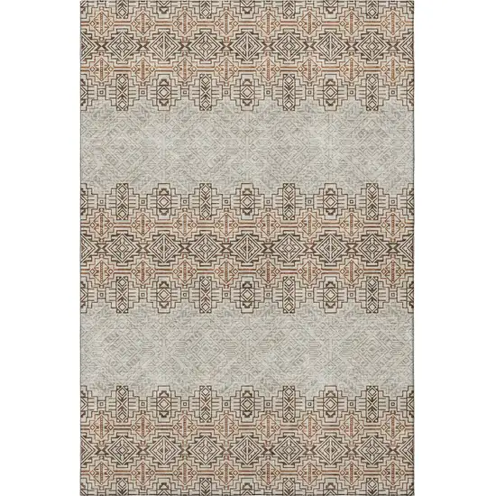Brown And Beige Southwestern Washable Area Rug With UV Protection Photo 3