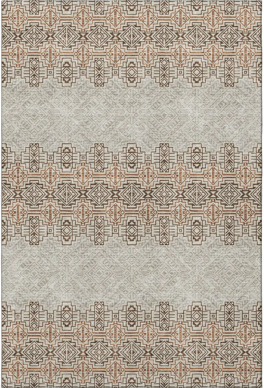 Brown And Beige Southwestern Washable Area Rug With UV Protection Photo 3