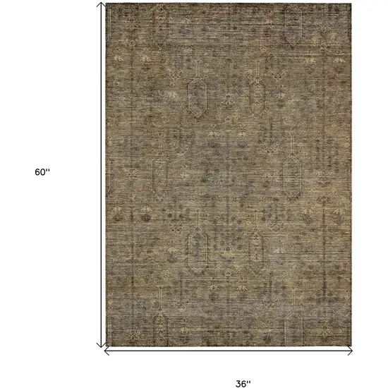 Brown And Beige Southwestern Washable Indoor Outdoor Area Rug Photo 7