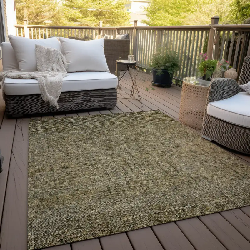 Brown And Beige Southwestern Washable Indoor Outdoor Area Rug Photo 7