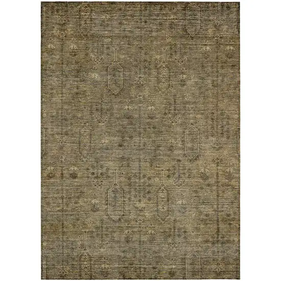 Brown And Beige Southwestern Washable Indoor Outdoor Area Rug Photo 2