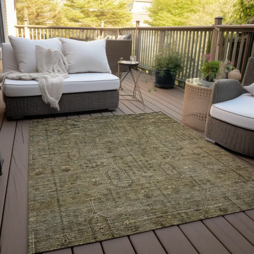 Brown And Beige Southwestern Washable Indoor Outdoor Area Rug Photo 8