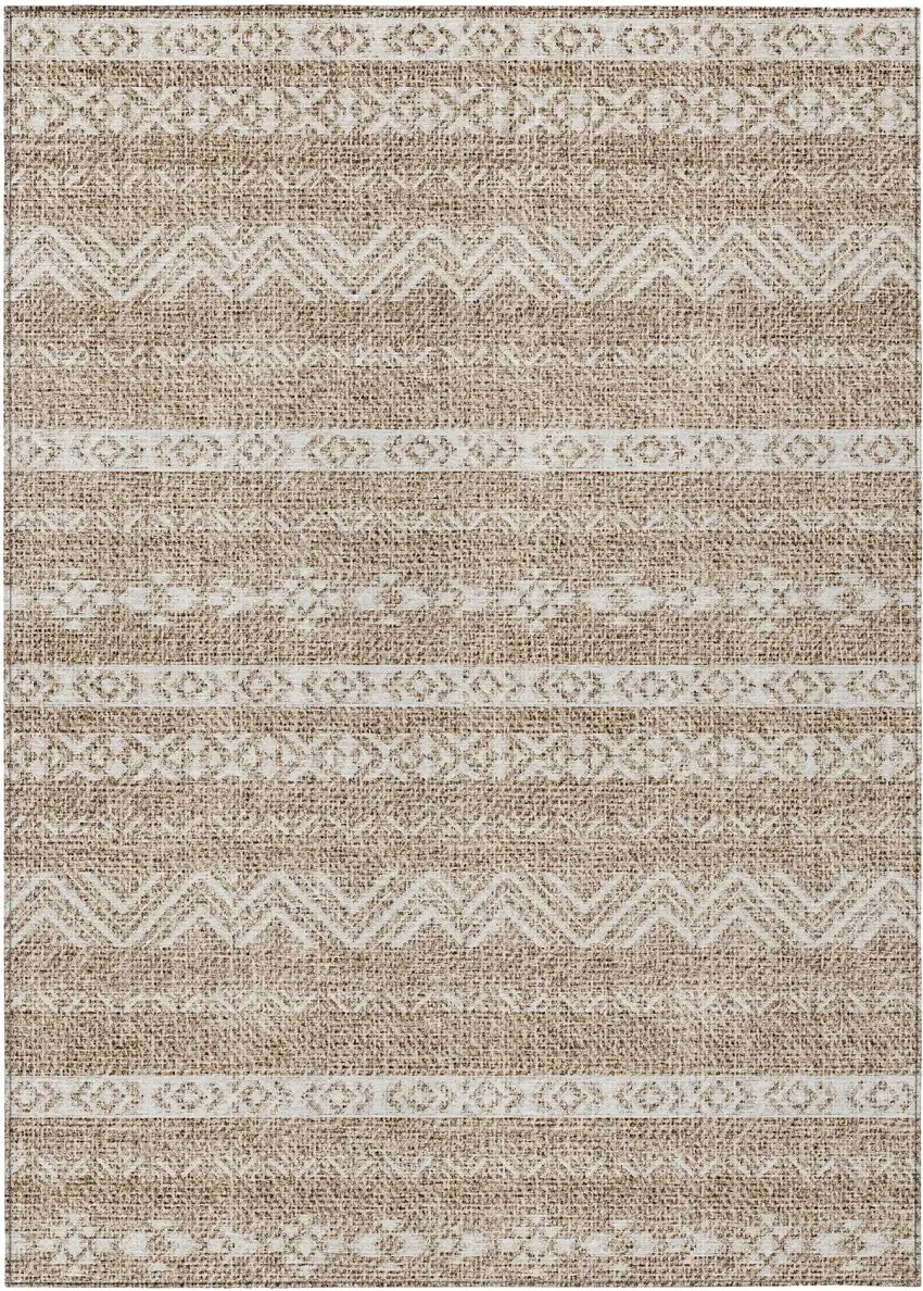 Brown And Beige Southwestern Washable Indoor Outdoor Area Rug Photo 2