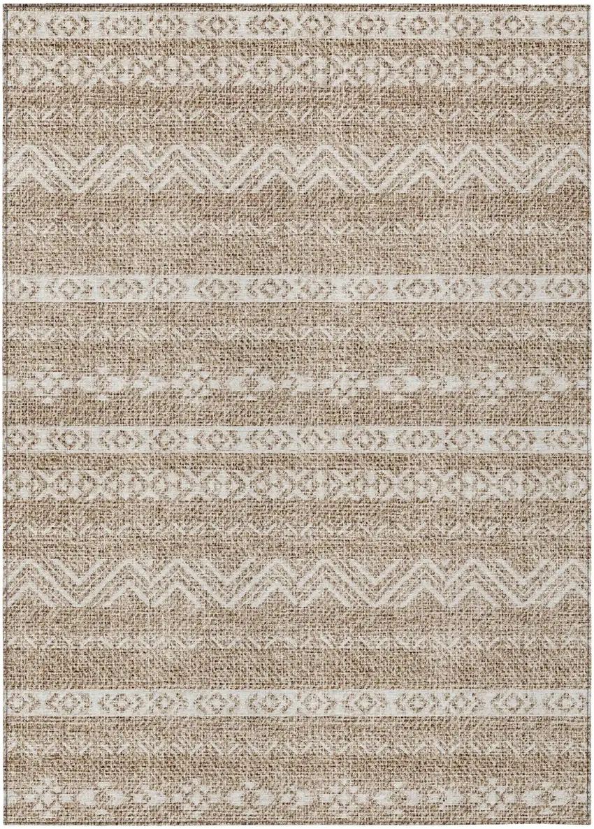 Brown And Beige Southwestern Washable Indoor Outdoor Area Rug Photo 2