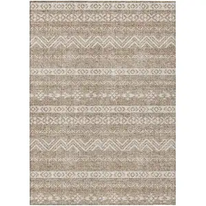 Photo of Brown And Beige Southwestern Washable Indoor Outdoor Area Rug