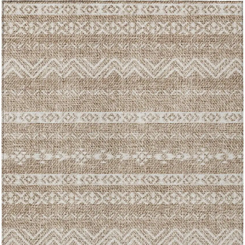 Brown And Beige Southwestern Washable Indoor Outdoor Area Rug Photo 6