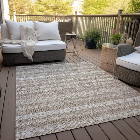 Brown And Beige Southwestern Washable Indoor Outdoor Area Rug Photo 7