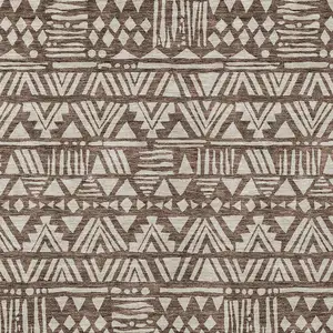 Photo of Brown And Beige Southwestern Washable Indoor Outdoor Area Rug