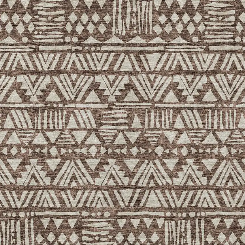 Brown And Beige Southwestern Washable Indoor Outdoor Area Rug Photo 7