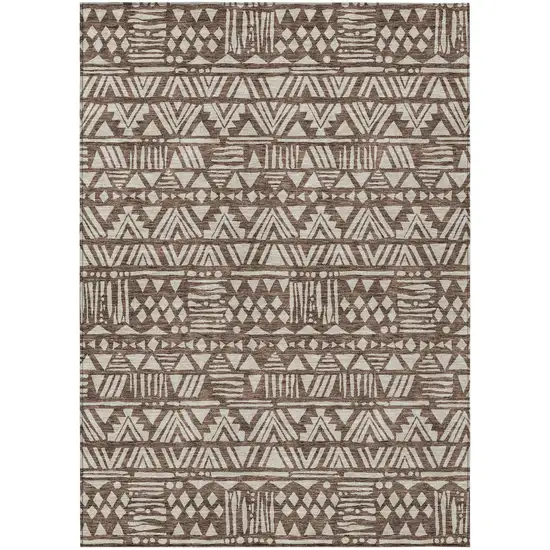 Brown And Beige Southwestern Washable Indoor Outdoor Area Rug Photo 2
