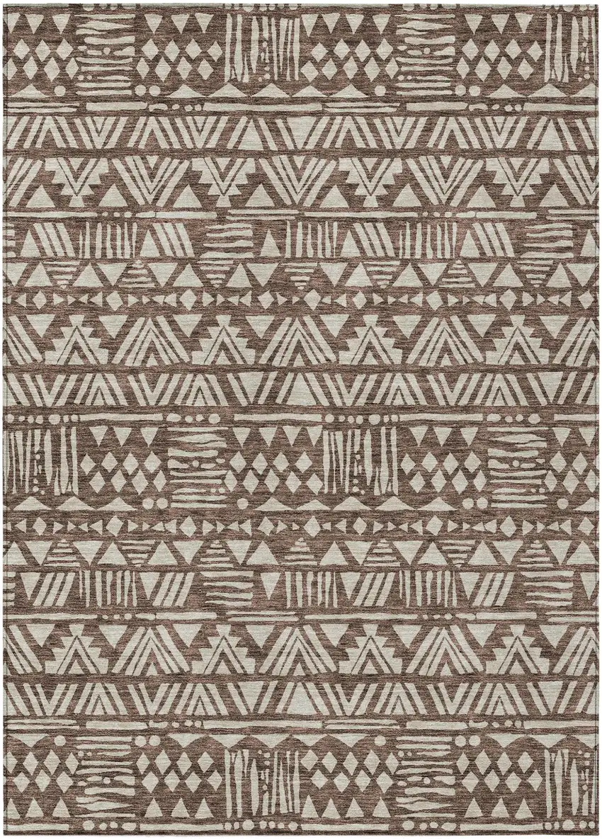 Brown And Beige Southwestern Washable Indoor Outdoor Area Rug Photo 2