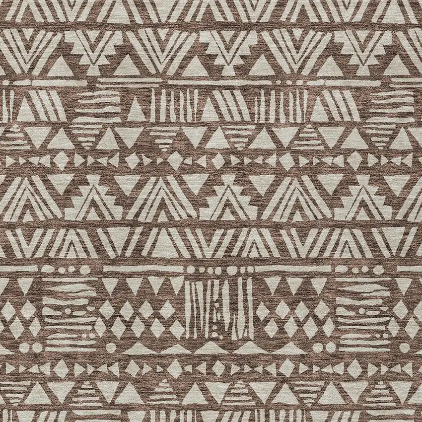 Brown And Beige Southwestern Washable Indoor Outdoor Area Rug Photo 7