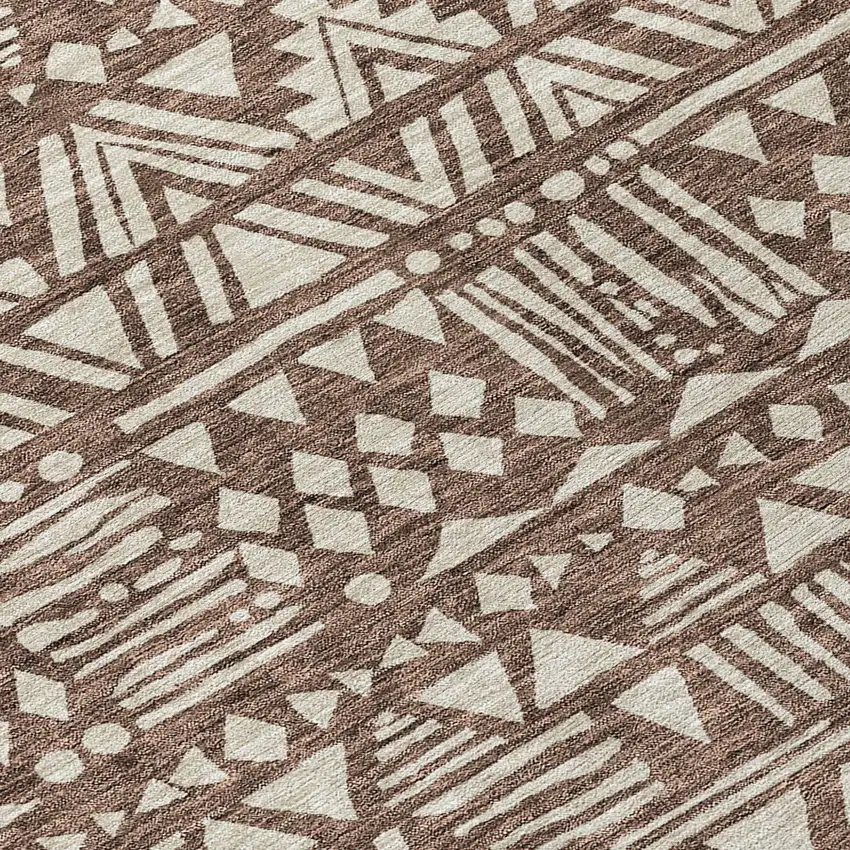 Brown And Beige Southwestern Washable Indoor Outdoor Area Rug Photo 6