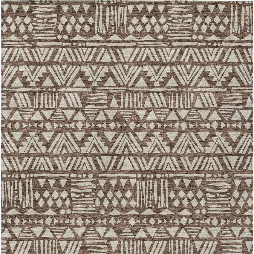 Brown And Beige Southwestern Washable Indoor Outdoor Area Rug Photo 8