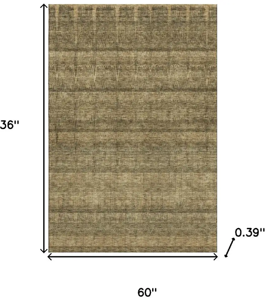 Brown And Beige Striped Washable Area Rug With UV Protection Photo 3