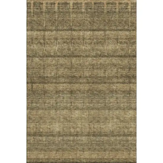 Brown And Beige Striped Washable Area Rug With UV Protection Photo 3
