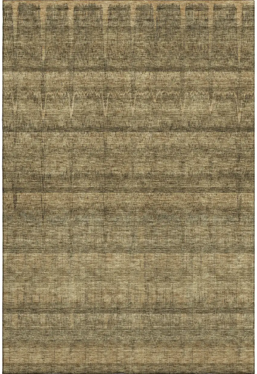 Brown And Beige Striped Washable Area Rug With UV Protection Photo 3