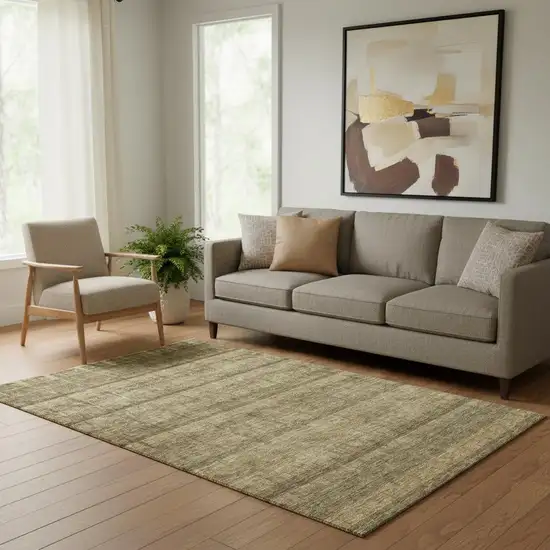 Brown And Beige Striped Washable Area Rug With UV Protection Photo 1