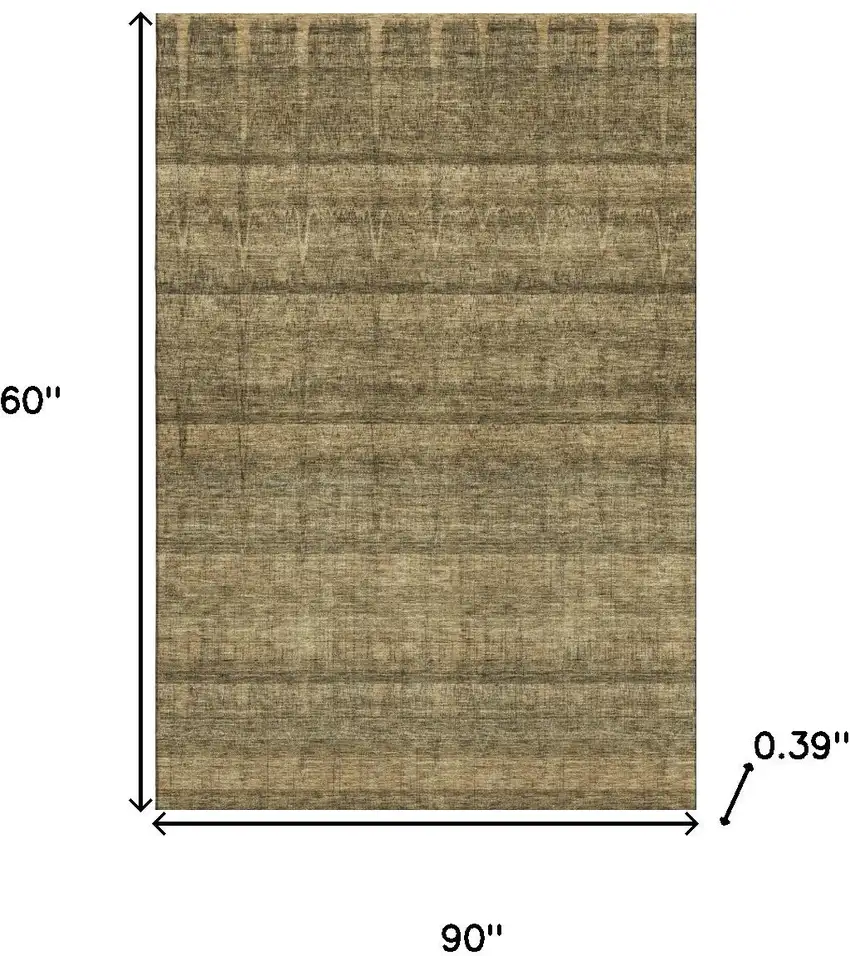 Brown And Beige Striped Washable Area Rug With UV Protection Photo 5