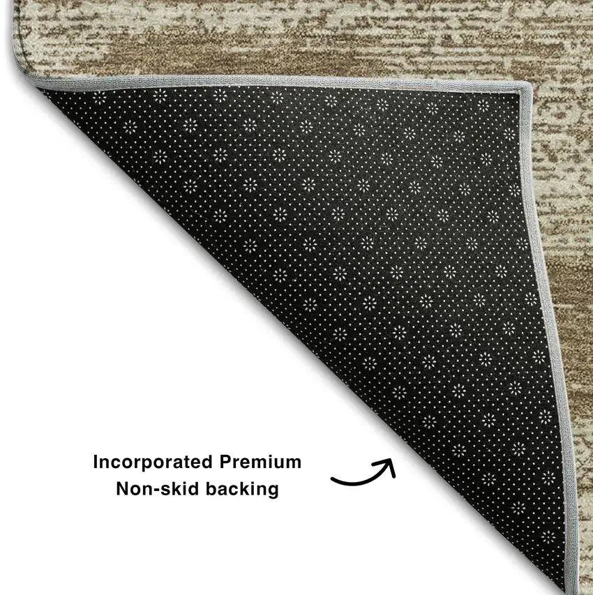 Brown And Beige Striped Washable Area Rug With UV Protection Photo 7