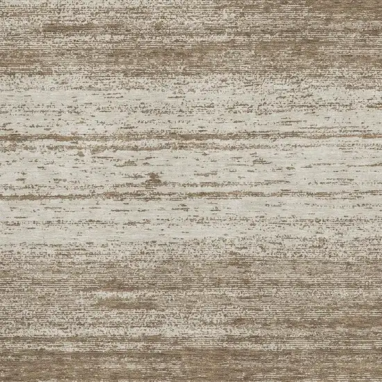 Brown And Beige Striped Washable Area Rug With UV Protection Photo 3