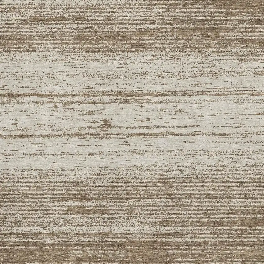 Brown And Beige Striped Washable Area Rug With UV Protection Photo 3