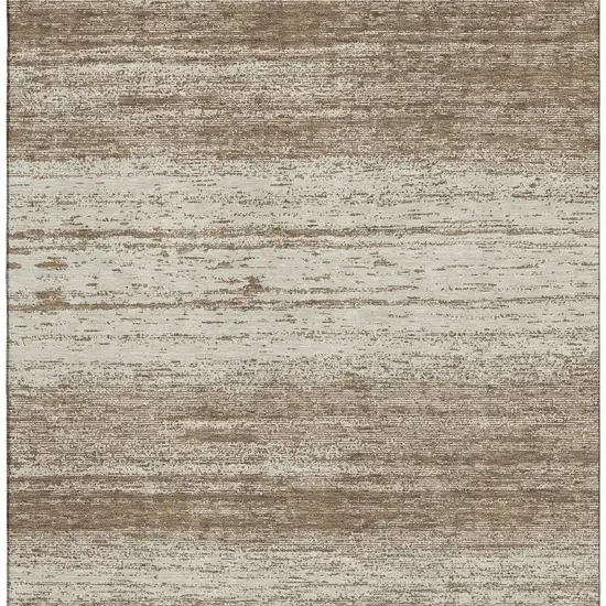 Brown And Beige Striped Washable Area Rug With UV Protection Photo 4