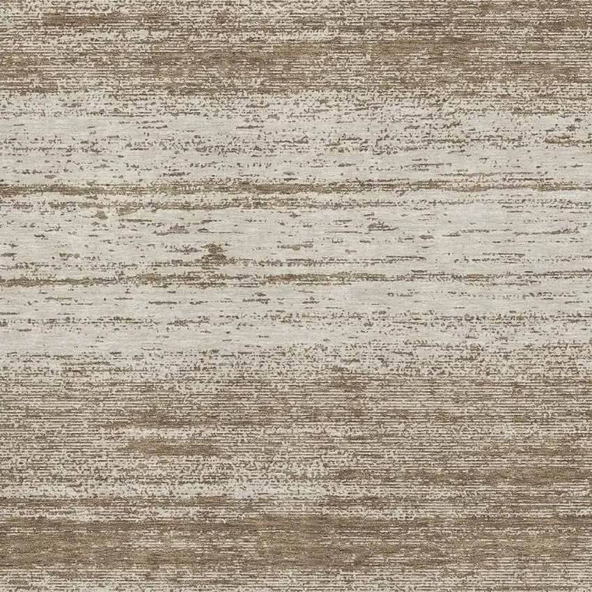 Brown And Beige Striped Washable Area Rug With UV Protection Photo 3