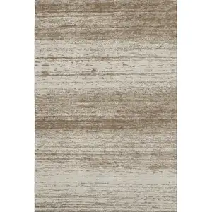 Photo of Brown And Beige Striped Washable Area Rug With UV Protection